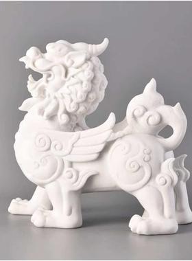 现代中式麒麟摆件别墅样版房展厅书柜古典狮子办公室家居软装饰品