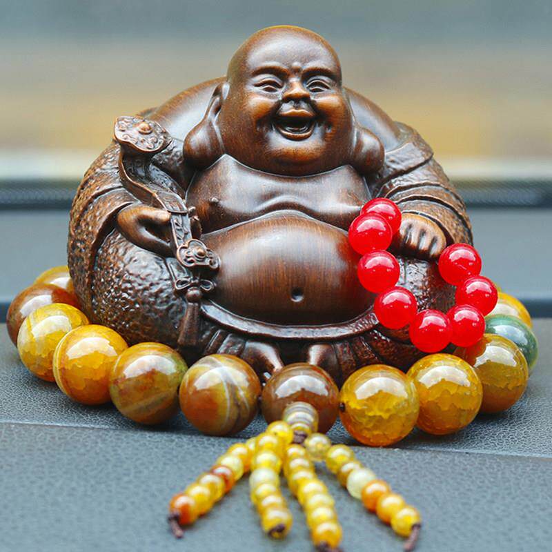 汽车摆件弥勒佛佛像装饰保创意出入平安车载佛车内车内饰品高档男