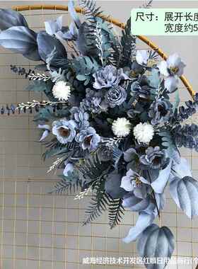 婚背景地排仿真花婚庆礼大挂花T景台IXJ装饰路引花球红色场布花置