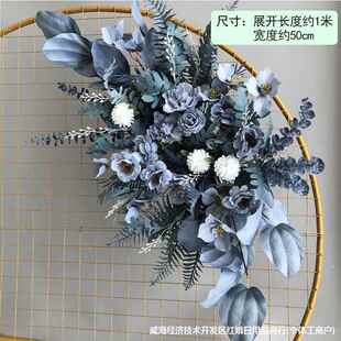 婚背景地排仿真花婚庆礼大挂花T景台IXJ装饰路引花球红色场布花置