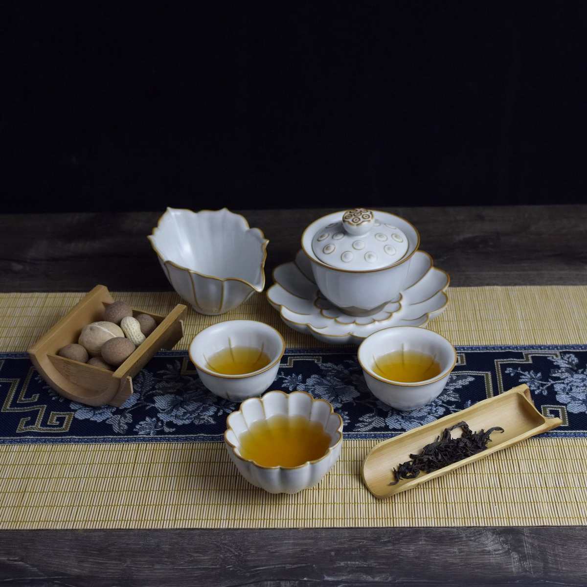汝窑传统功夫茶具套装家用高端茶艺盖碗茶杯组合陶瓷整套送礼盒装