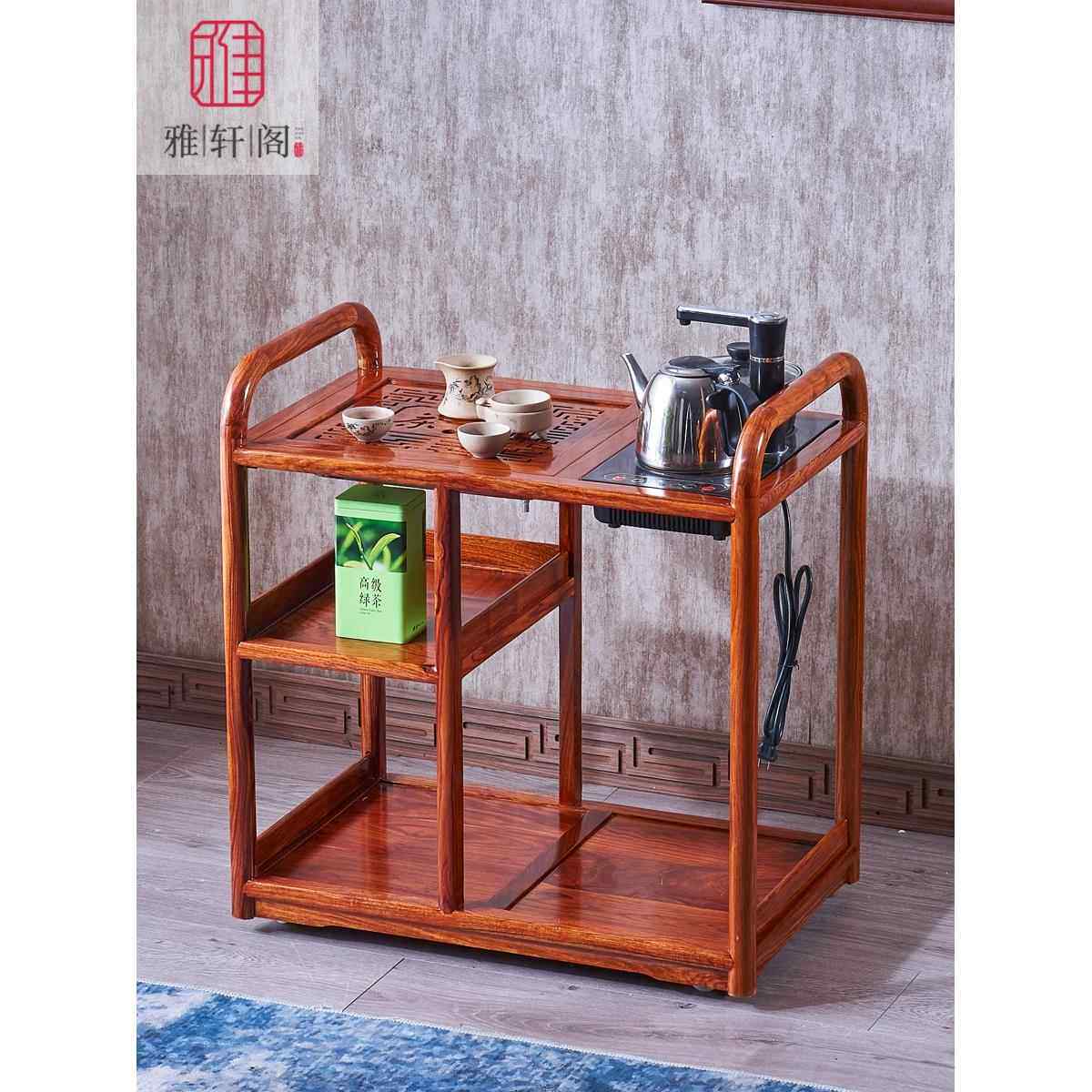 刺猬紫檀红木小茶车客厅家用茶台实木移动迷你茶几茶水桌茶桌泡茶