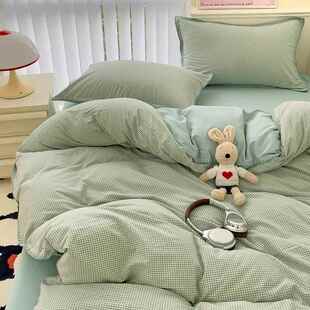类简贝壳边棉床上四件套A10纯0全棉春夏被70725套床约品床单三件