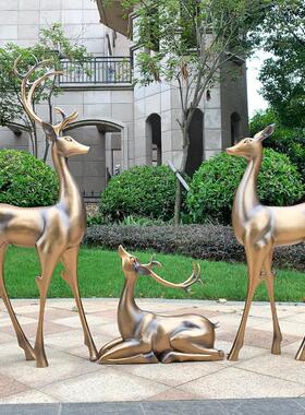 户外玻璃钢梅花鹿雕塑花园林景观庭院白鹿美陈彷真动物装饰品摆件