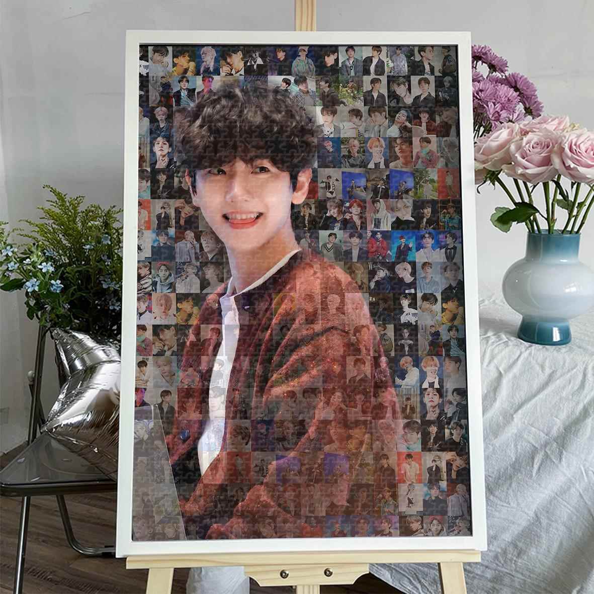 边伯贤BAEK HYUN拼图EXO周边桌面摆件生日礼物送女生闺蜜木质平图
