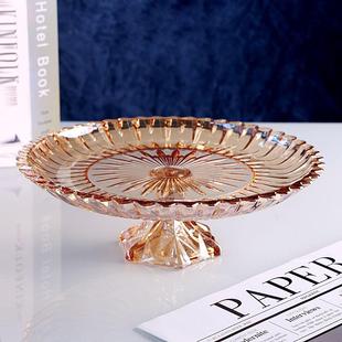 k果tv酒店盘水果盘时大尚欧式HCV号水晶玻璃放切好的展示用盘