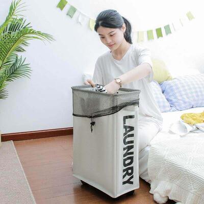 Laundry Basket Foldable Dirty Clothes With Wheels Organizer