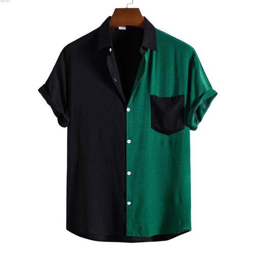 Men's fashion casual splicing short sleeve shirt短袖衬衫