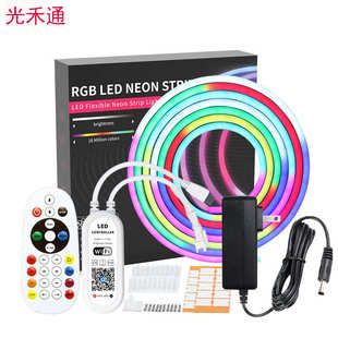 5050rgb戶外防水裝 led幻彩霓虹燈帶套裝 飾柔性聲控硅膠高亮軟燈條