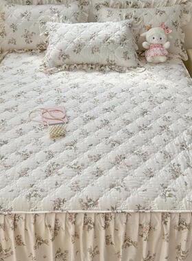 新夹棉床裙单件2025款床罩防纯尘遮丑棉床单带裙边季四F98585SS新