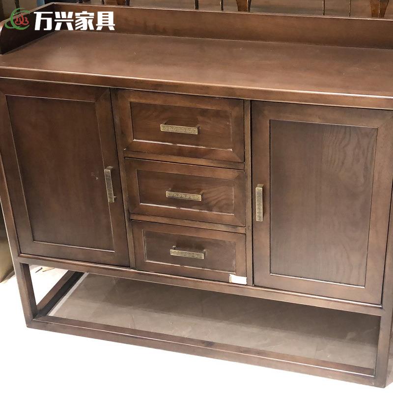 实木餐边柜新中式多功能台茶水柜068老木储柜餐馆商用大榆理物石
