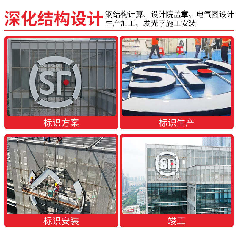 不锈楼顶大型玻璃幕墙外墙字字企业招牌高楼logo箱发光字边灯钢包