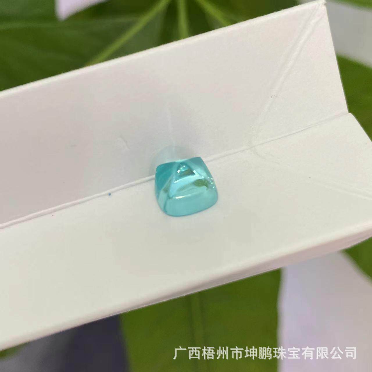 源头厂家帕拉伊巴碧玺实验室培育蓝宝石糖塔蓝绿色裸石戒面SS级别