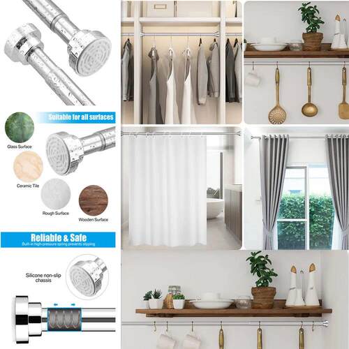 20 To 78Inch Tension Shower Curtain Rod Length Adjustable Sp