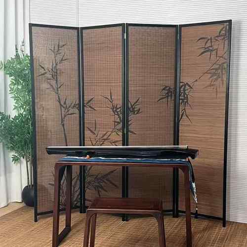 新中式屏风隔断客厅入户玄关办公室遮挡宋代美学折叠移动屏风竹编