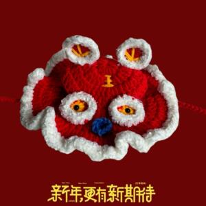 虎年老虎头猫咪帽子宠物饰品狗狗拜年头套毛线小型犬拍照小红帽