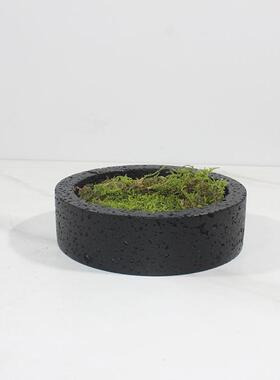 新中式现代洞石纹黑色米色花盆仿真绿植装饰客厅桌面艺术装饰摆件
