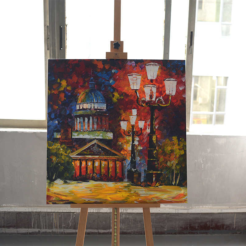 大芬手绘油画定制批发酒店客厅装饰挂画纯手工抽象花卉艺术刀画图片