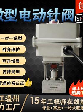 微型电动针型阀模拟量4-20m ARS485水气油微量小通径高精度调节阀