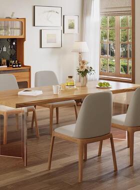 亚克力渐变色悬空餐木桌用客家厅不实规则CG23561木大板桌简约现