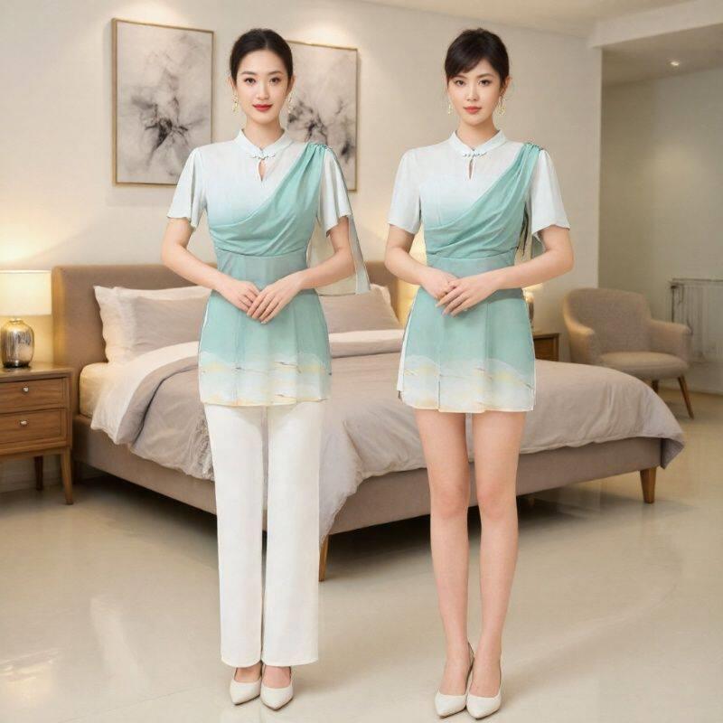 美容师工作服女高端美容院中式养生馆气质按摩技师服工衣套装