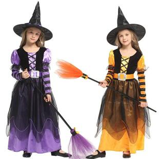 Witch Children Pumpkin Wiz Girls Fairytale Costume Halloween