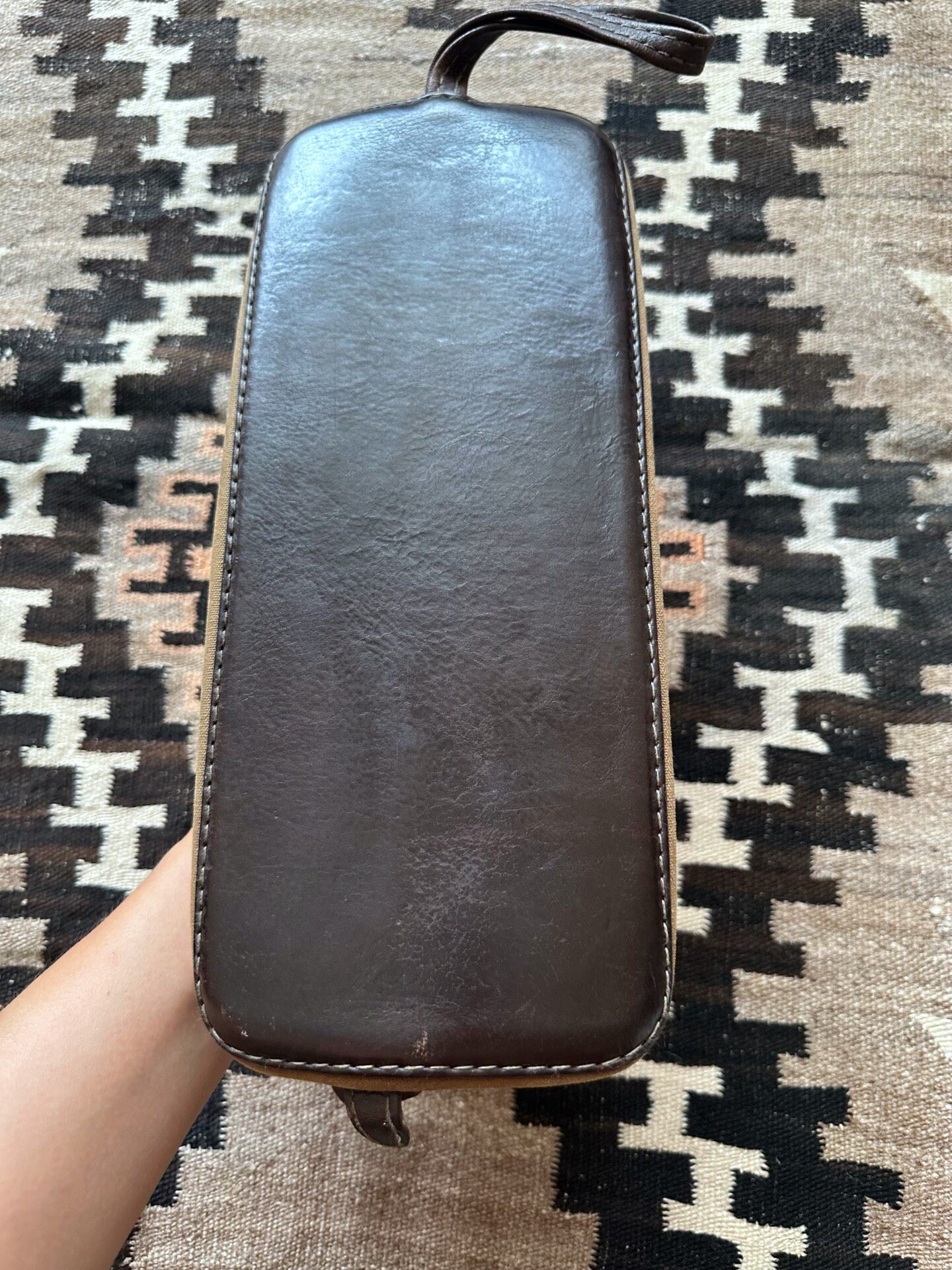 RRL & CO Brown Canvas Wash Bag — front