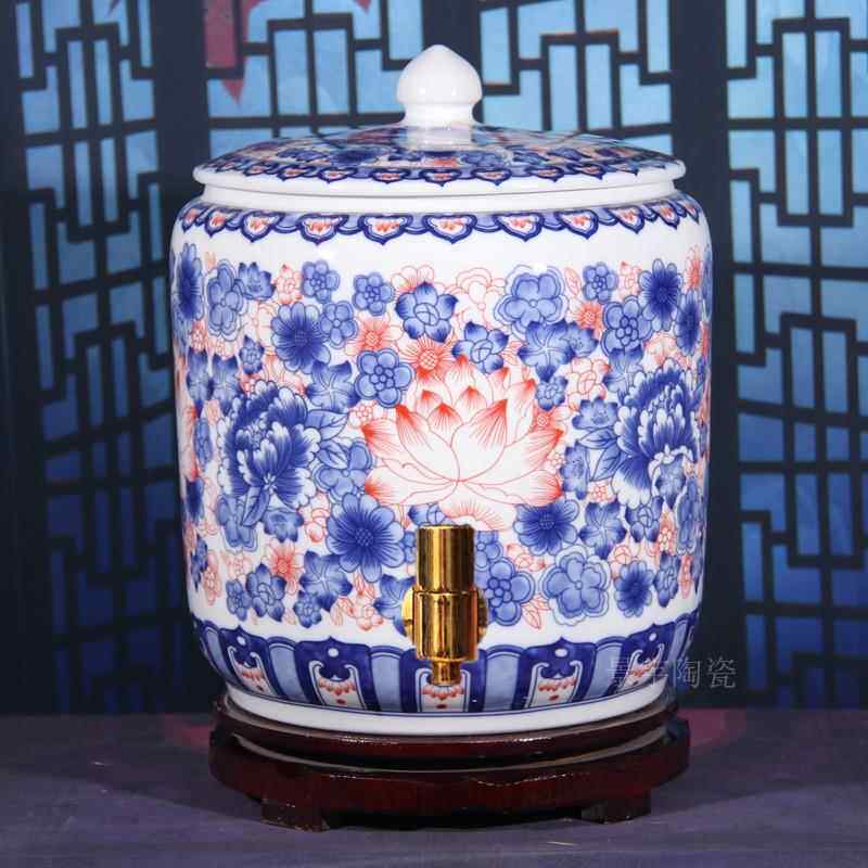 景德镇陶瓷米缸家用20斤30斤防潮防虫茶叶罐带水龙头油缸茶水缸