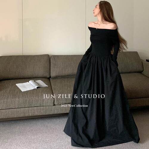 Women's Plain Off The Shoulder Pocket Dress  Womenswear
