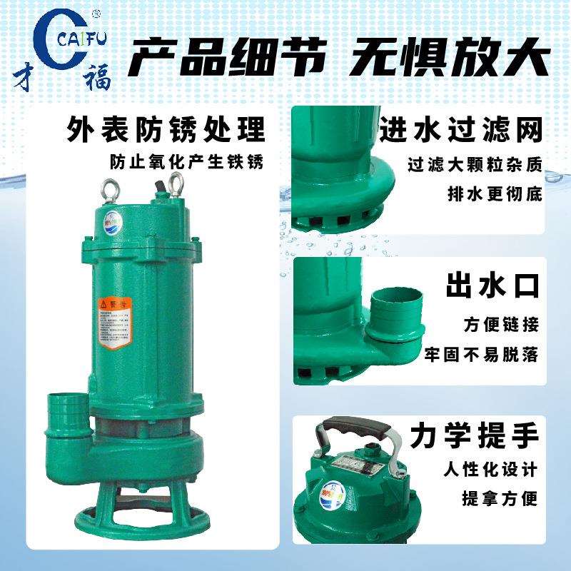 才福污水泵污物切割泵家用小型微型WQ泄洪排污循环工业废水