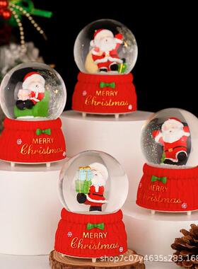 多款式创意礼品圣诞系列发光水晶球桌面床头摆件圣诞老人装饰礼品