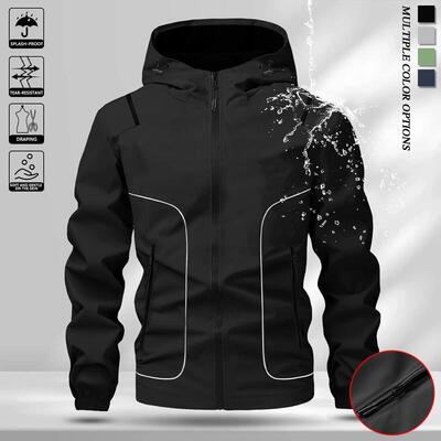 J 21031 Men Hooded Jacket Zip Up Casual Windproof 士连帽夹