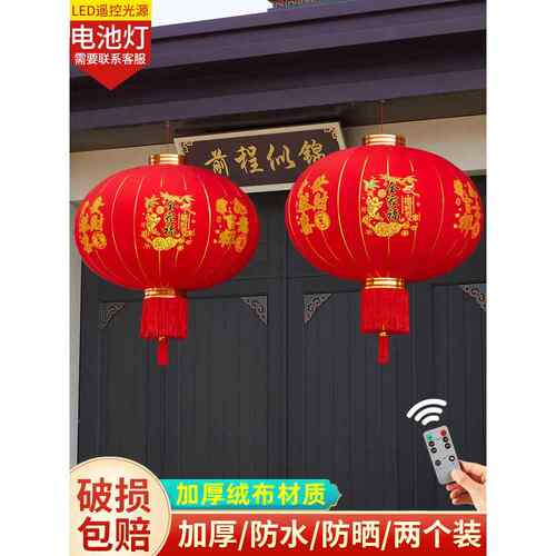 新年大红灯笼一对2024新款龙年大门口户外阳台中式吊灯春节挂装饰