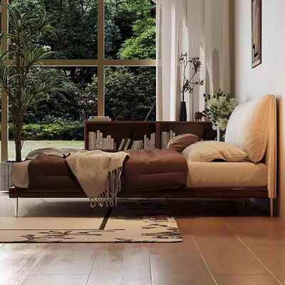 FMP小象耳朵悬浮床床雪主尼尔布床卧轻艺复中奢古风实木软包床双