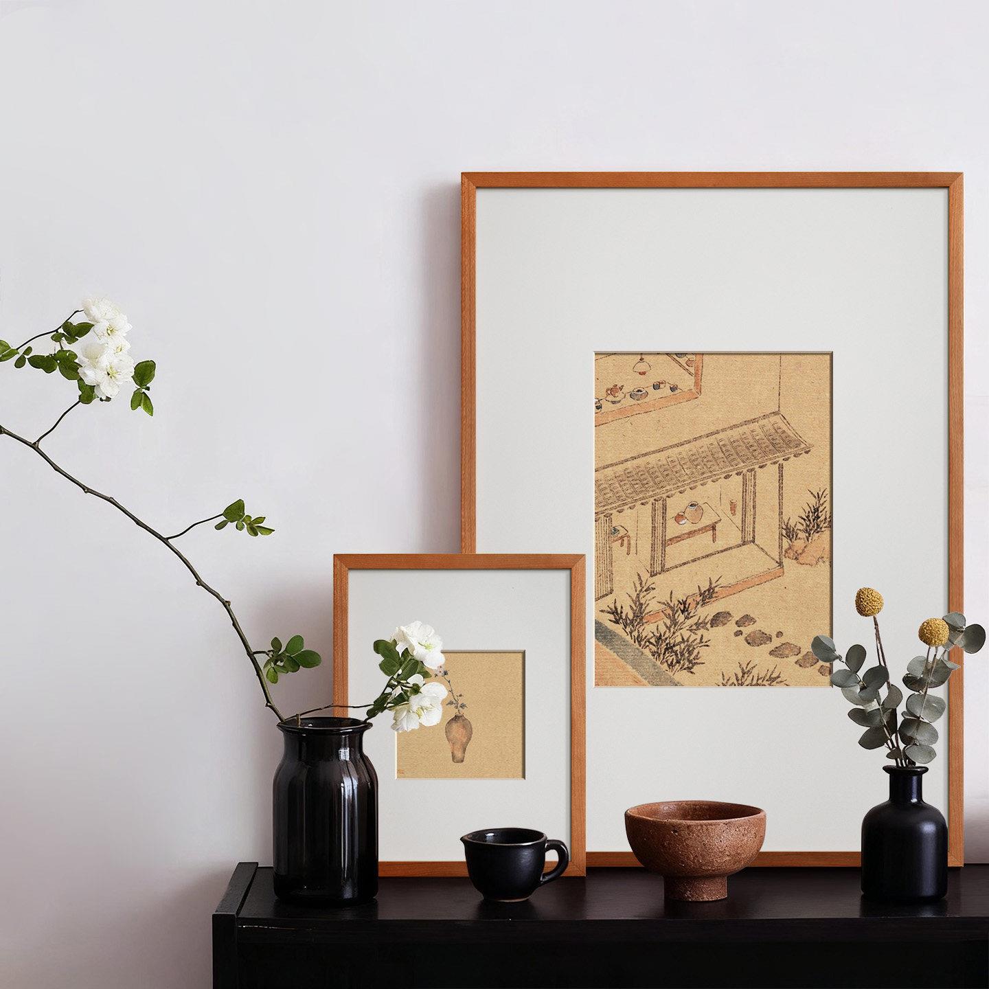 樱桃裱画框空框diy定制装裱实木国画拼图相框大木框照片打印字画