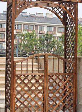 室外拱门爬藤花架防腐木庭院装饰门花园栅栏围栏门网格户外葡萄架