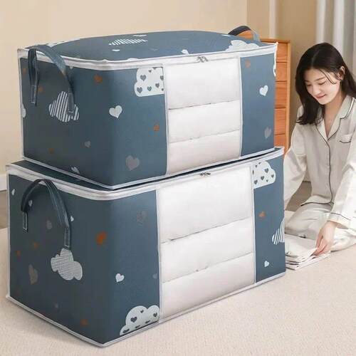 1pc Large Capacity Clothes Storage Bag Organizer With Reinfo
