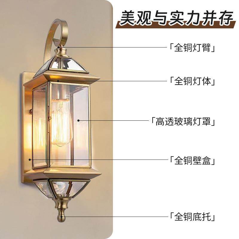 户外壁灯院别墅走廊灯室外全大门铜质怀保1039款庭复古旧门头