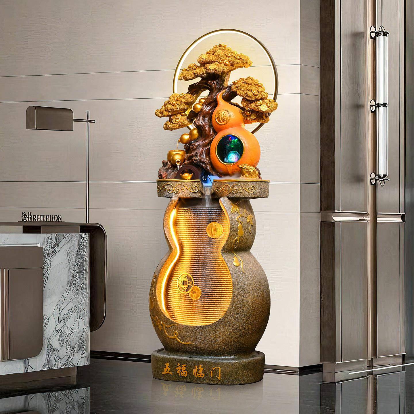 招财葫芦流水生财摆件循环水客厅风水轮落地水景开业乔迁送礼高档
