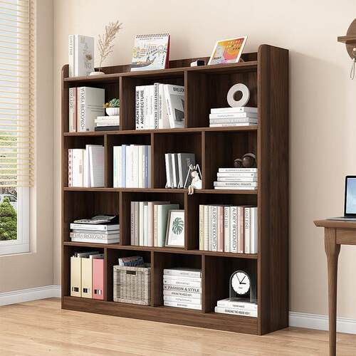 儿童实木书架胡桃木色书柜落地置物架家用客厅收纳柜落地收纳矮柜