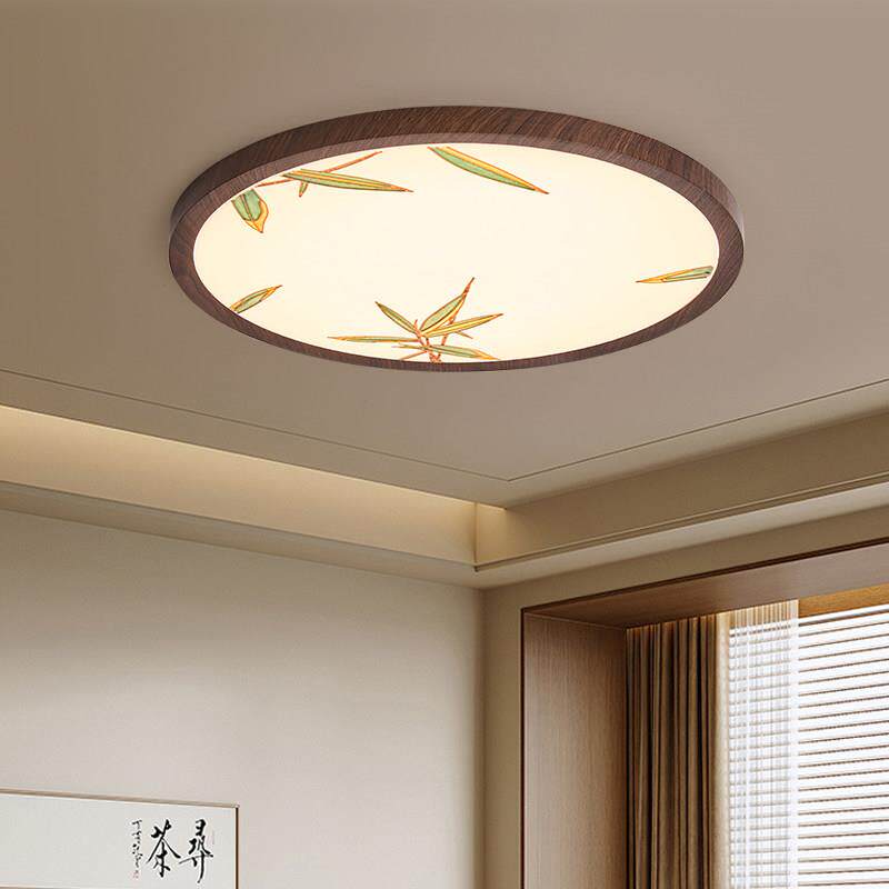 新中式珐瑯彩卧室吸顶灯极简超薄覆古全光谱护眼书房阳台走道灯