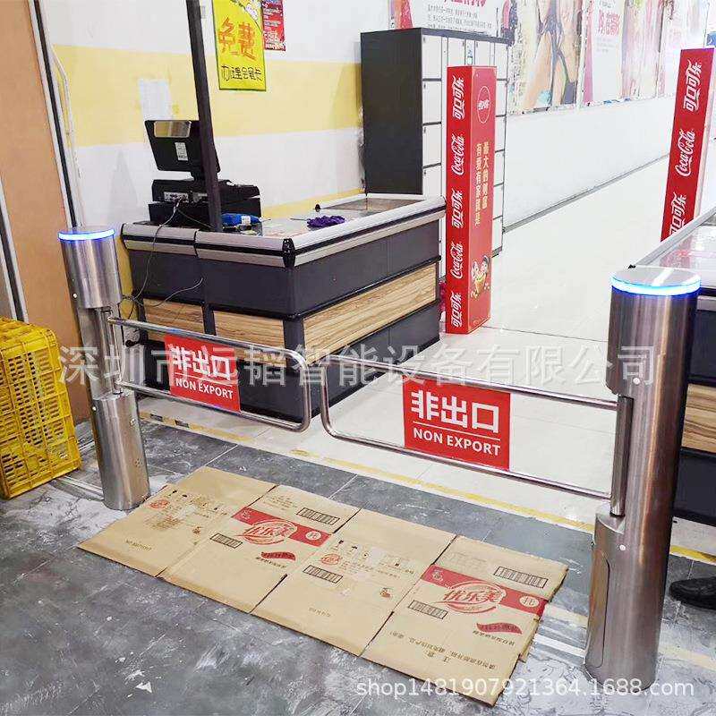 智能超市感应门红外自动单向门超市禁行器方形语音超市进出口雷达