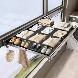 卫生间吸盘伸缩浴巾架厕所隐形折叠毛巾架浴室放衣服毛巾置物架子