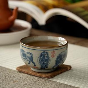 老陶泥五牛图主人杯单杯仿古茶杯高端手工茶具扭转乾坤