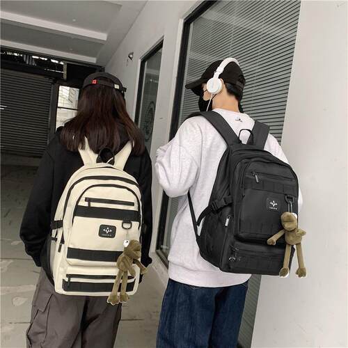 日系原宿暗黑风工装机能双肩包男女学生背包 韩版ins复古港风书包