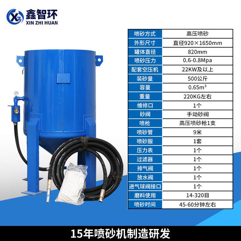 820移动开放式管道除锈喷砂机喷砂房喷砂罐佛山高压喷砂罐厂家