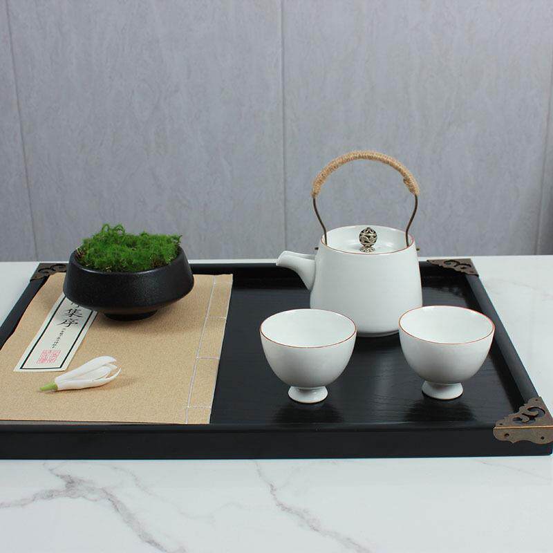 新中式摆件搭配套装茶具托盘组合软装饰品家居样板房间茶几室书房