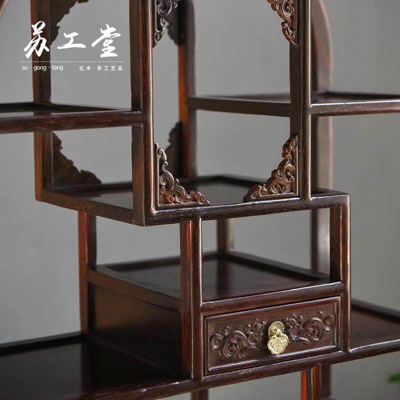 大红酸枝酒瓶款博古架多宝阁家用室内展示架置物工艺品摆件装饰架