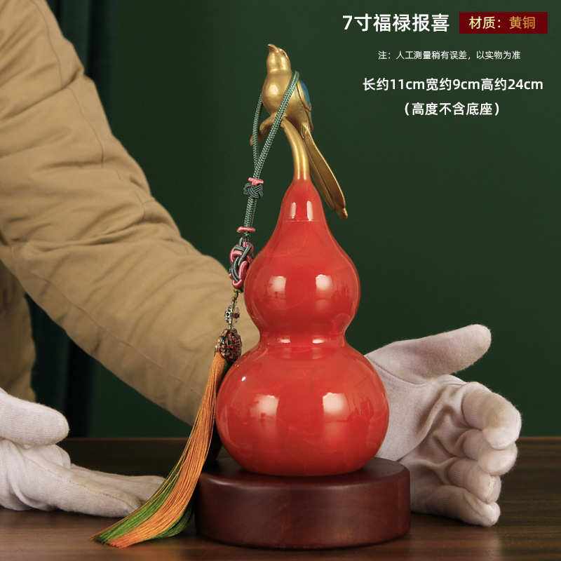 厂家福工艺品彩绘报喜葫芦百葫芦黄铜批发摆件福禄装饰