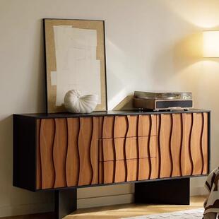 餐边柜复古实木斗柜法式 复古风松木现代简约卧室柜子储物